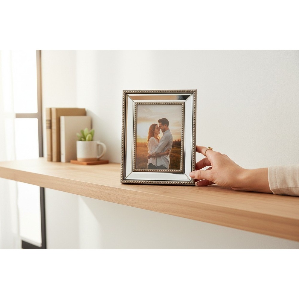 Sheffield Home Picture Frame 5x7 Silver Mirrored Beaded Edge Brand New 5C0057V